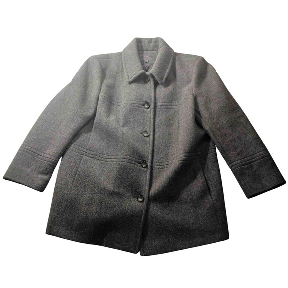 Bromley Wool Blend Collared Coat  Peacoat Womens Petite‎ 16 Career Office Preppy - Picture 1 of 7